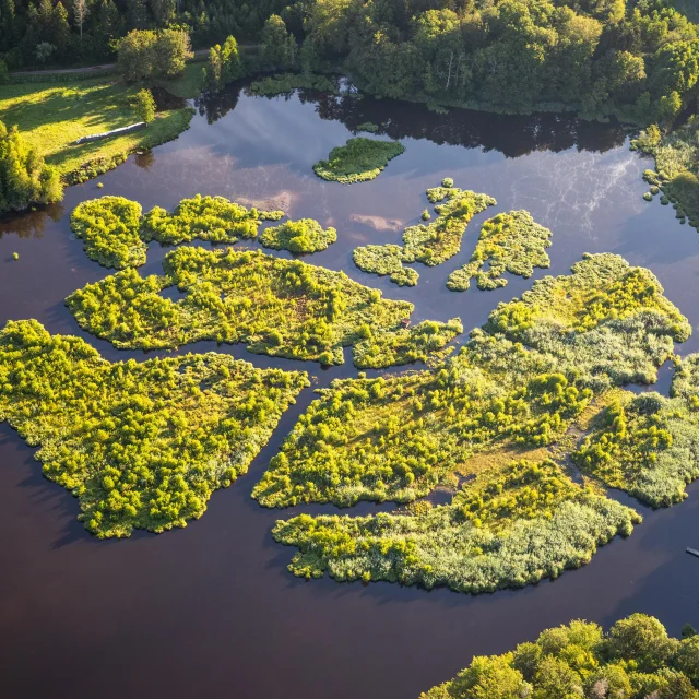 Vue aérienne du Plateau des 1000 Étangs dans les Vosges du Sud