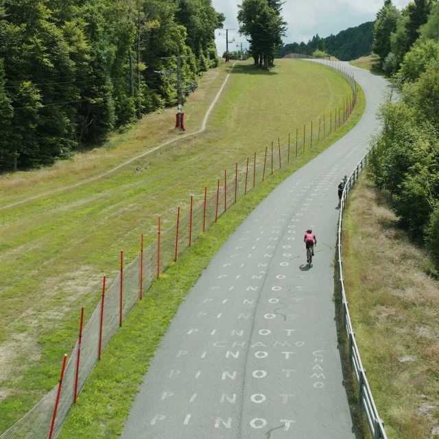 Un cycliste dans la montée de La Planche des Belles Filles - Vosges du Sud