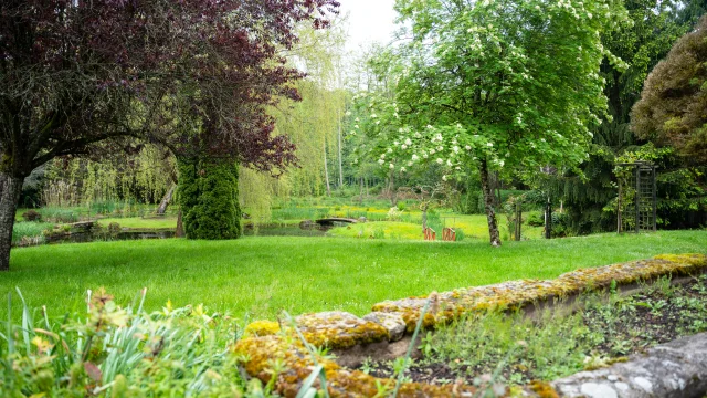 Le jardin japonais de la Rochère est un véritable havre de paix avec son bassin et ses arbres - La Rochère - Vosges du Sud