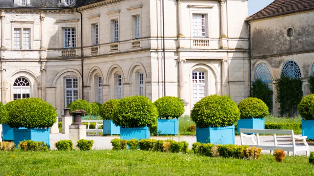 Vue sur le jardin à la française et à la façade du château de Champlitte - Vesoul-Val de Saône